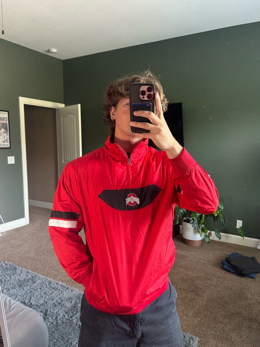 Ohio State Red Pullover Windbreaker with Team Logo